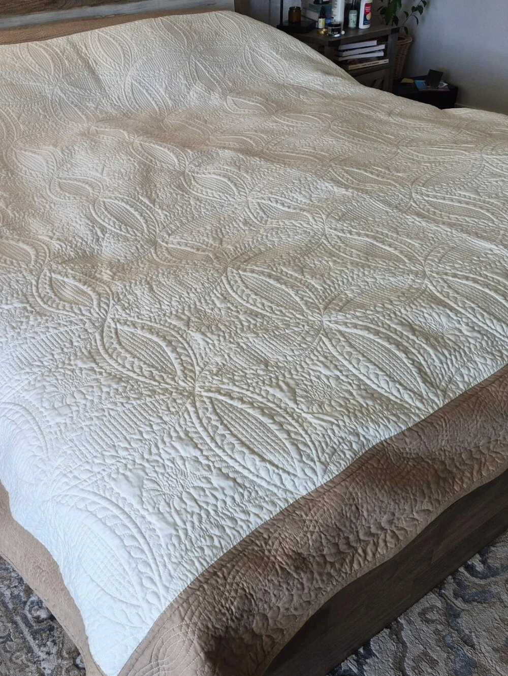 Better Homes & Gardens King Quilted Bedspread - Cream & Tan Neutral Bedding